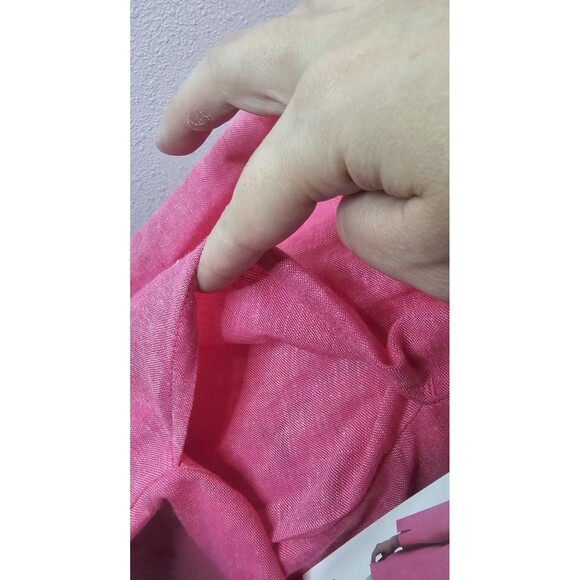 Lands' End Womens Linen Split Neck 3/4 Sleeve Pink Tunic Size Med NWT Pockets - Picture 5 of 12